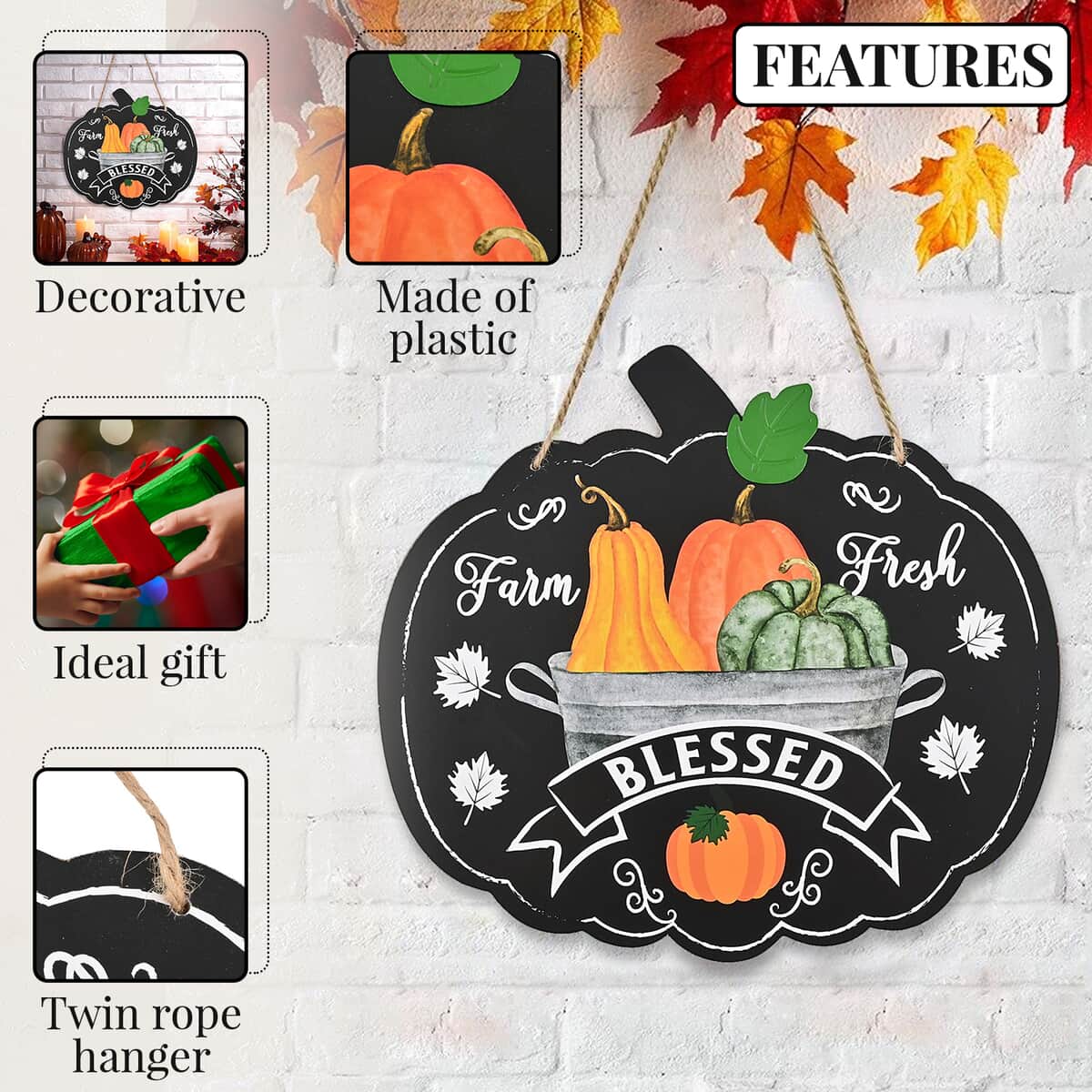 "Blessed" Pumpkin Harvest Wall Plaque (Fall Decor) image number 2