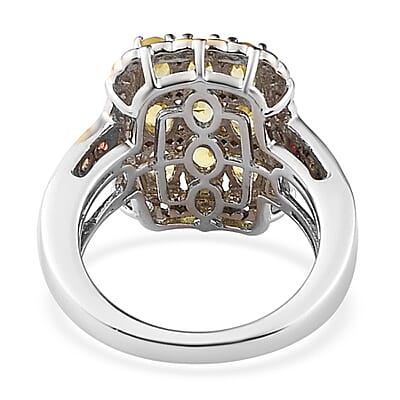 Madagascar Yellow Sapphire and Multi-Tourmaline Ring in Vermeil Yellow Gold and Platinum Over Sterling Silver (Size 10.0) 3.25 ctw
