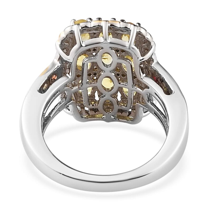 Madagascar Yellow Sapphire and Multi-Tourmaline Ring in Vermeil Yellow Gold and Platinum Over Sterling Silver (Size 6.0) 3.25 ctw
