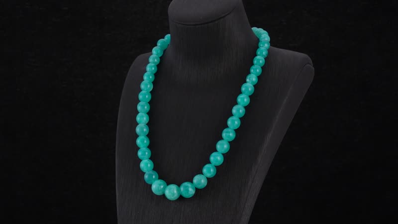 AAA Amazonite Beaded Necklace 20 Inches in Rhodium Over Sterling Silver 450.00 ctw