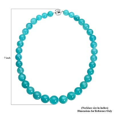 AAA Amazonite Beaded Necklace 20 Inches in Rhodium Over Sterling Silver 450.00 ctw