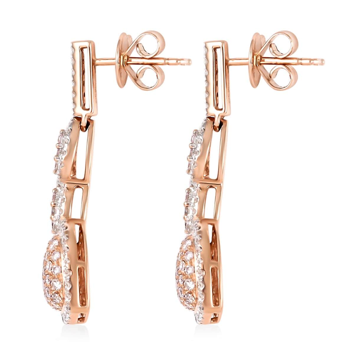 Natural Pink and White Diamond SI-I1 1.00 ctw Earrings in 14K Rose Gold 4 Grams image number 3