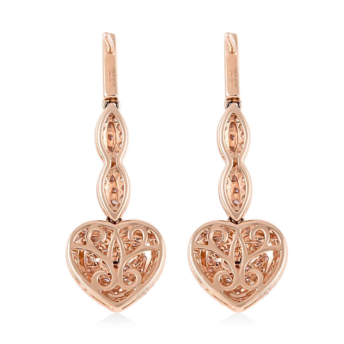 Natural Pink and White Diamond SI-I1 1.00 ctw Earrings in 14K Rose Gold 4 Grams image number 4