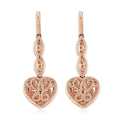 Natural Pink and White Diamond SI-I1 1.00 ctw Earrings in 14K Rose Gold 4 Grams