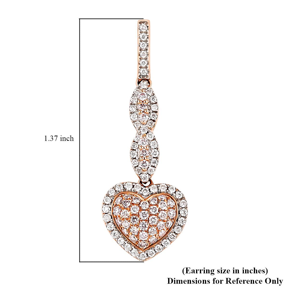 Natural Pink and White Diamond SI-I1 1.00 ctw Earrings in 14K Rose Gold 4 Grams