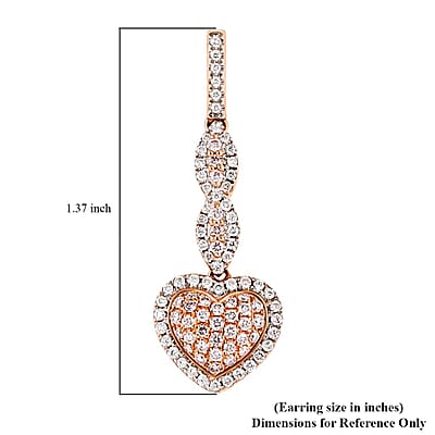 Natural Pink and White Diamond SI-I1 1.00 ctw Earrings in 14K Rose Gold 4 Grams