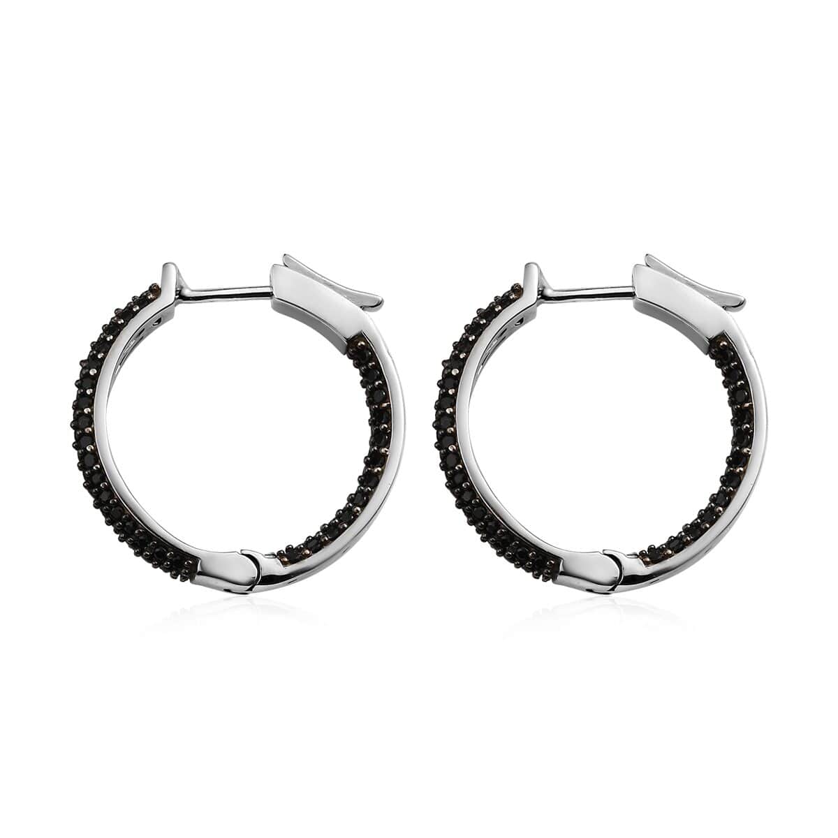 DOORBUSTER Natural White Zircon Hoop Earrings in Platinum Over Sterling Silver 2.00 ctw image number 3