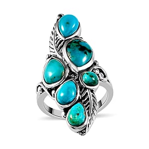 Artisan Crafted Sierra Nevada Turquoise Elongated Ring in Sterling Silver (Size 10.0) 4.75 ctw