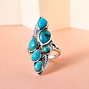 Artisan Crafted Sierra Nevada Turquoise Elongated Ring in Sterling Silver (Size 10.0) 4.75 ctw
