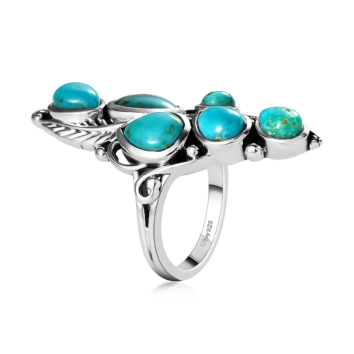 Artisan Crafted Sierra Nevada Turquoise Elongated Ring in Sterling Silver (Size 10.0) 4.75 ctw image number 3