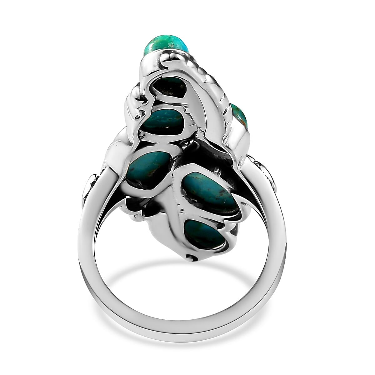 Artisan Crafted Sierra Nevada Turquoise Elongated Ring in Sterling Silver (Size 10.0) 4.75 ctw image number 4