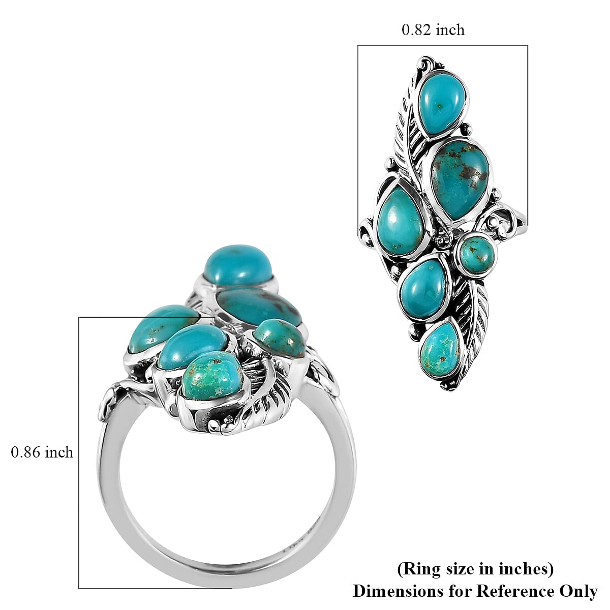 Artisan Crafted Sierra Nevada Turquoise Elongated Ring in Sterling Silver (Size 10.0) 4.75 ctw image number 5