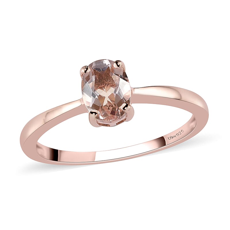 Marropino Morganite Solitaire Ring in Vermeil Rose Gold Over Sterling Silver (Size 10.0) 0.75 ctw