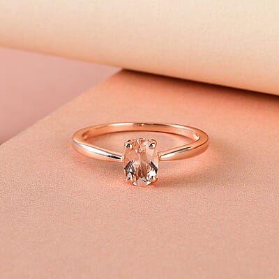 Marropino Morganite Solitaire Ring in Vermeil Rose Gold Over Sterling Silver (Size 10.0) 0.75 ctw