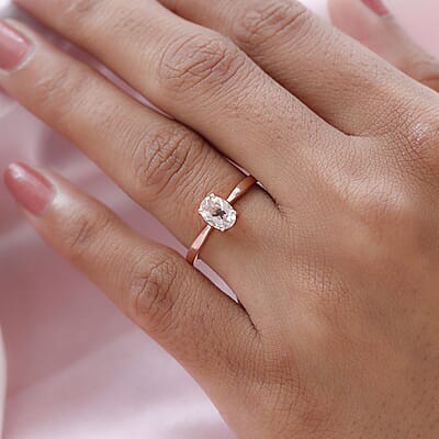 Marropino Morganite Solitaire Ring in Vermeil Rose Gold Over Sterling Silver (Size 10.0) 0.75 ctw