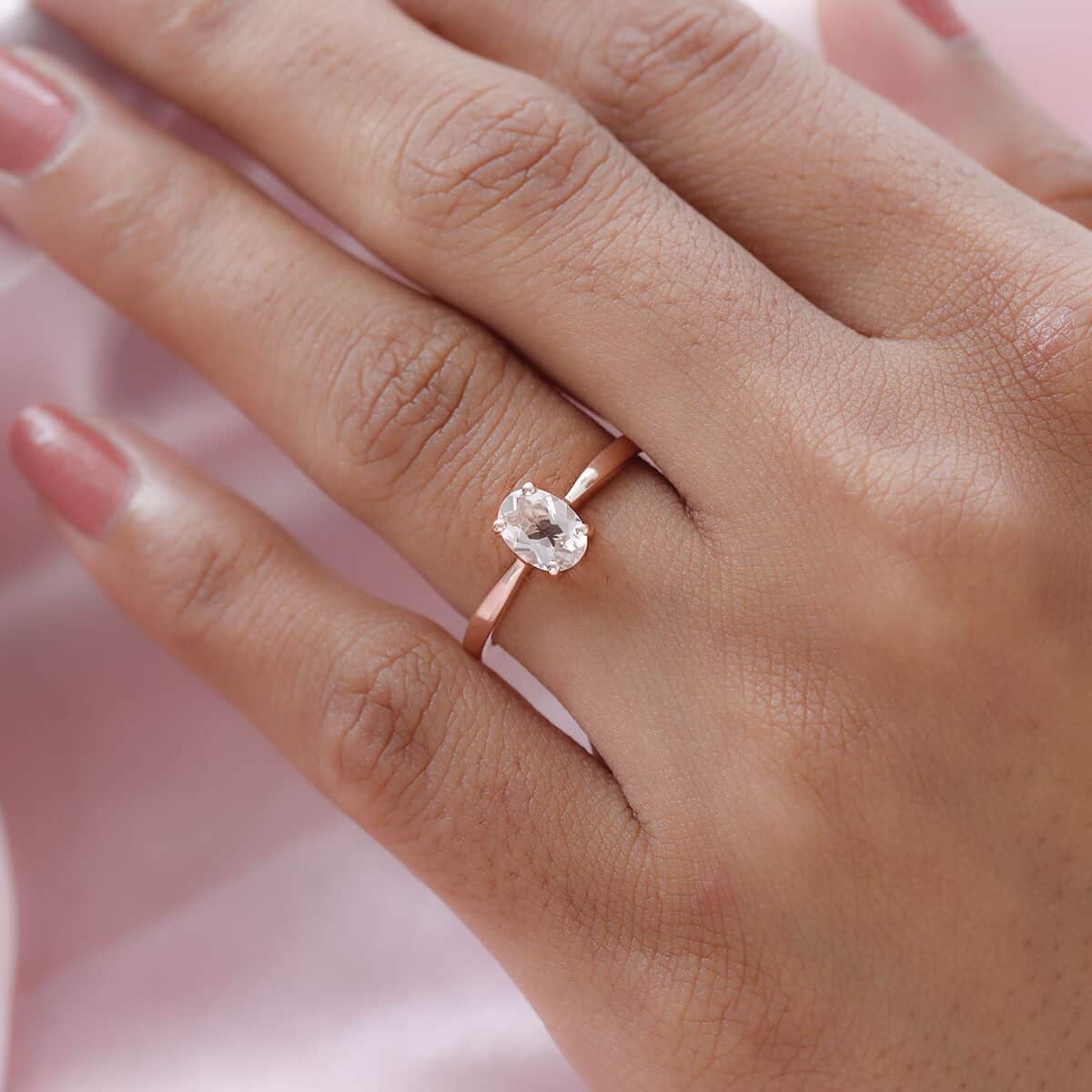Marropino Morganite Solitaire Ring in Vermeil RG Over Sterling Silver (Size 10.0) 0.75 ctw image number 2