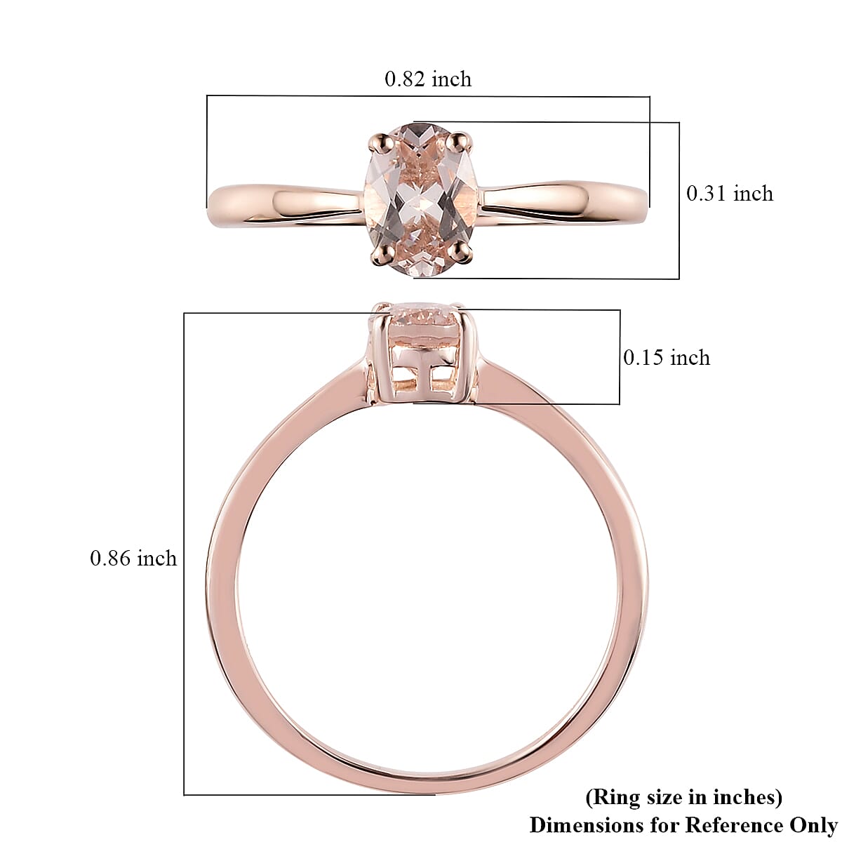 Marropino Morganite Solitaire Ring in Vermeil Rose Gold Over Sterling Silver (Size 10.0) 0.75 ctw