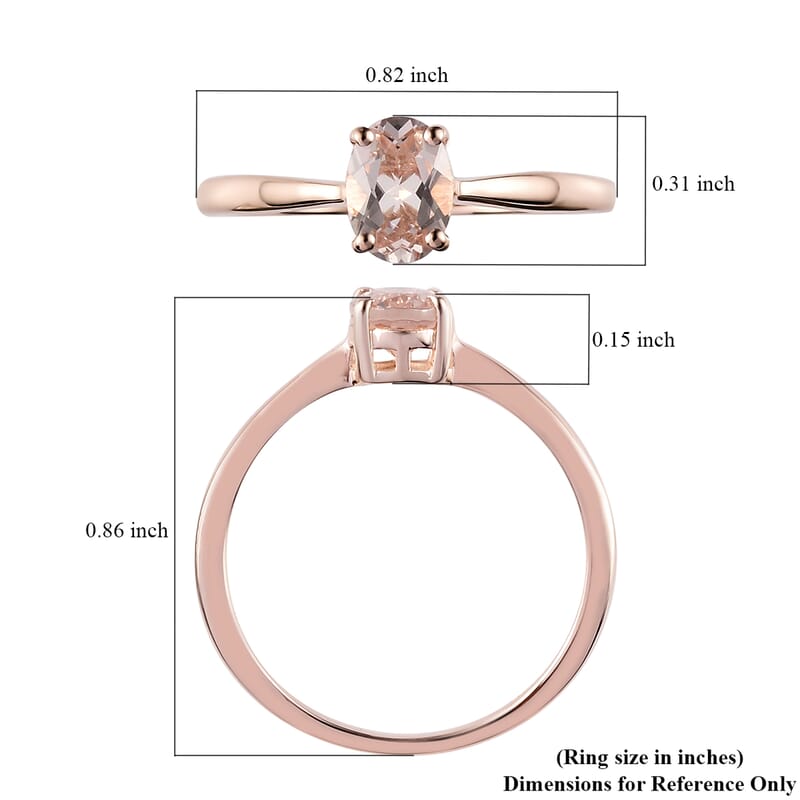 Marropino Morganite Solitaire Ring in Vermeil Rose Gold Over Sterling Silver (Size 10.0) 0.75 ctw