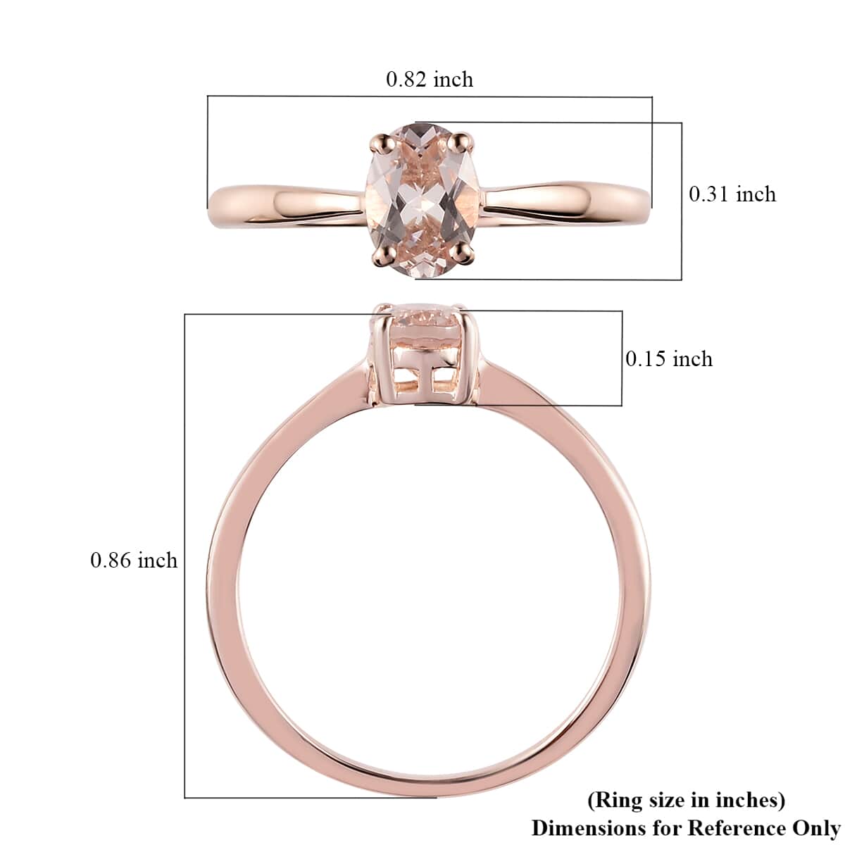 Marropino Morganite Solitaire Ring in Vermeil Rose Gold Over Sterling Silver (Size 10.0) 0.75 ctw image number 5