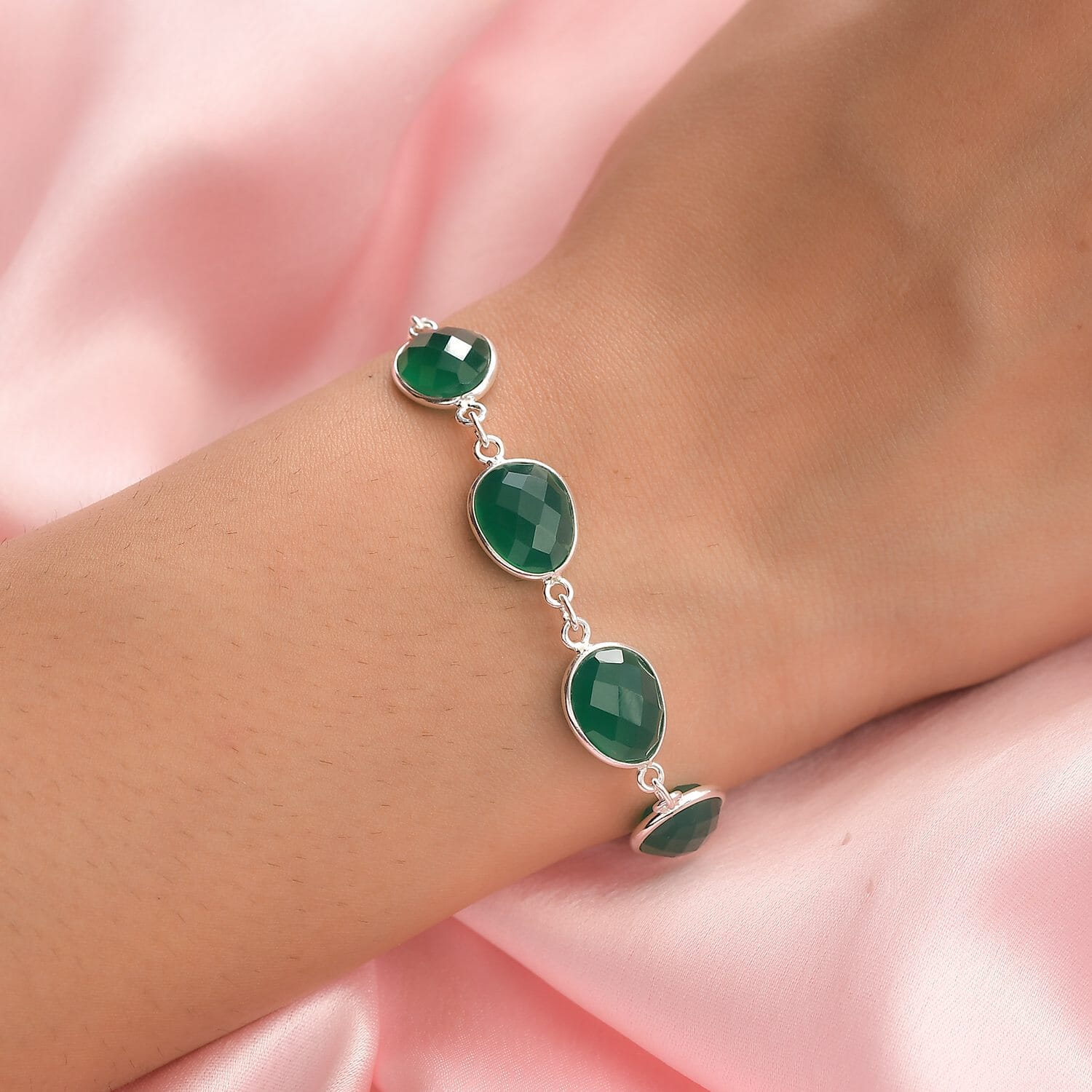Buy Green Onyx Bracelet in Sterling Silver, Bolo Adjustable