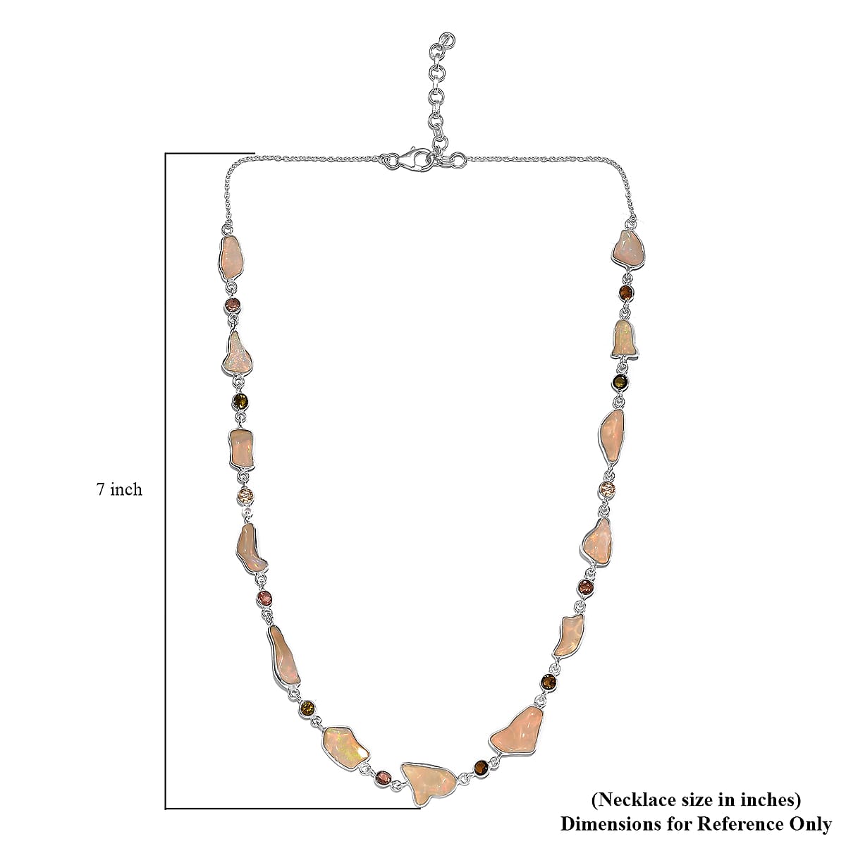 Artisan Crafted Rough Cut Ethiopian Welo Opal and Multi-Tourmaline Necklace 18 Inches in Sterling Silver 39.50 ctw image number 5