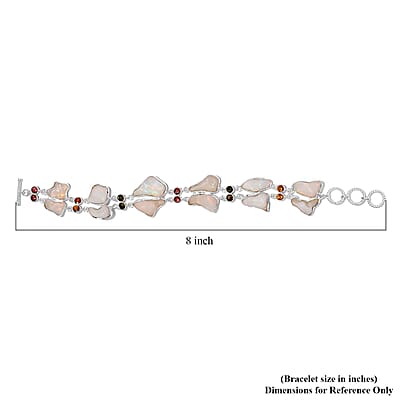 Artisan Crafted Rough Cut Ethiopian Welo Opal and Multi-Tourmaline Bracelet in Sterling Silver (7.25 In) 40.15 ctw