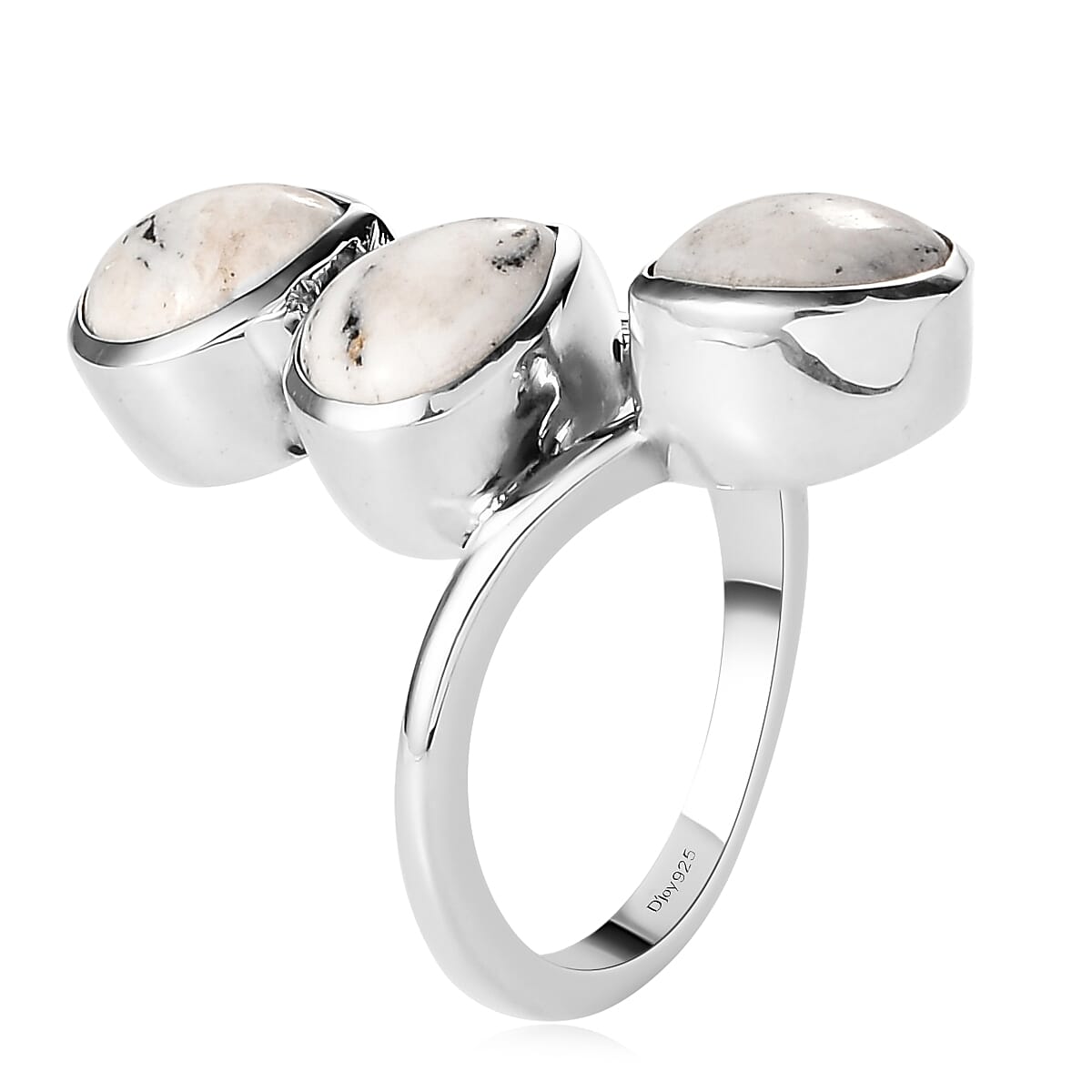 White Buffalo 3 Stone Ring in Sterling Silver (Size 6.0) 3.50 ctw image number 3