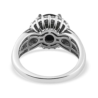 Blue Star Sapphire and Multi Gemstone Ring in Platinum Over Sterling Silver (Size 10.0) 5.15 ctw