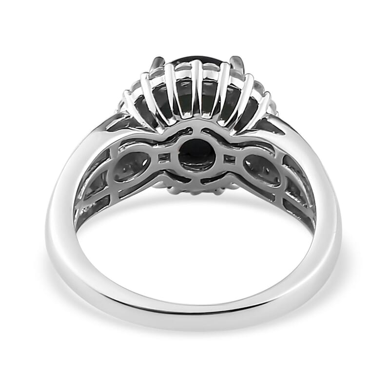 Blue Star Sapphire and Multi Gemstone Ring in Platinum Over Sterling Silver (Size 10.0) 5.15 ctw