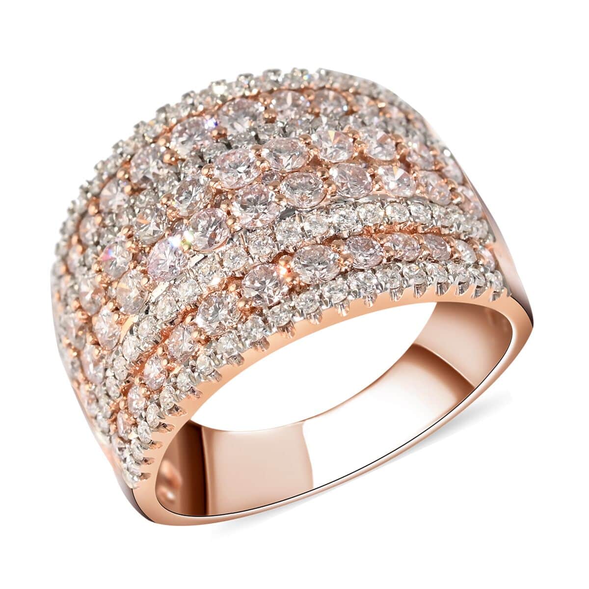 NY Closeout 14K Rose Gold Natural Pink and White Diamond I1 Ring (Size 7.0) 8.20 Grams 2.00 ctw image number 0