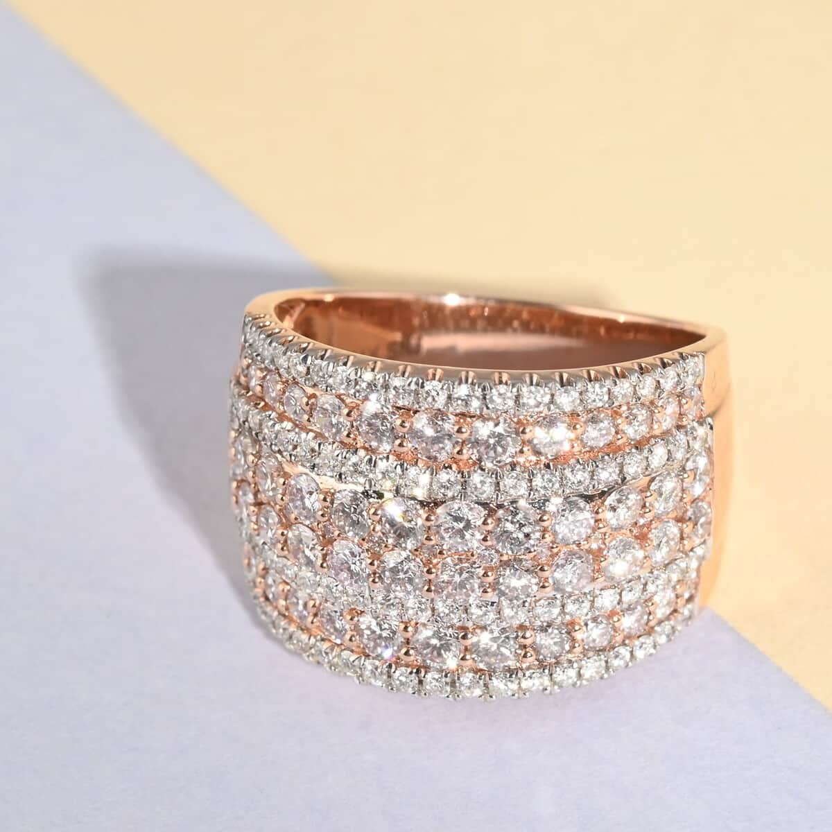 NY Closeout 14K Rose Gold Natural Pink and White Diamond I1 Ring (Size 7.0) 8.20 Grams 2.00 ctw image number 1