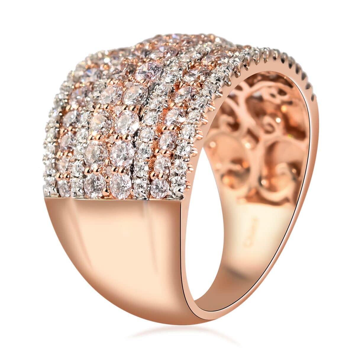 NY Closeout 14K Rose Gold Natural Pink and White Diamond I1 Ring (Size 7.0) 8.20 Grams 2.00 ctw image number 3