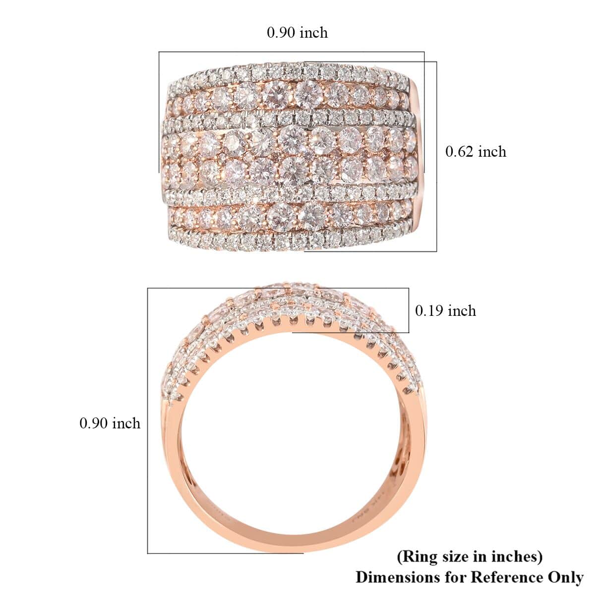 NY Closeout 14K Rose Gold Natural Pink and White Ring (8.20 g) 2.00 ctw image number 5