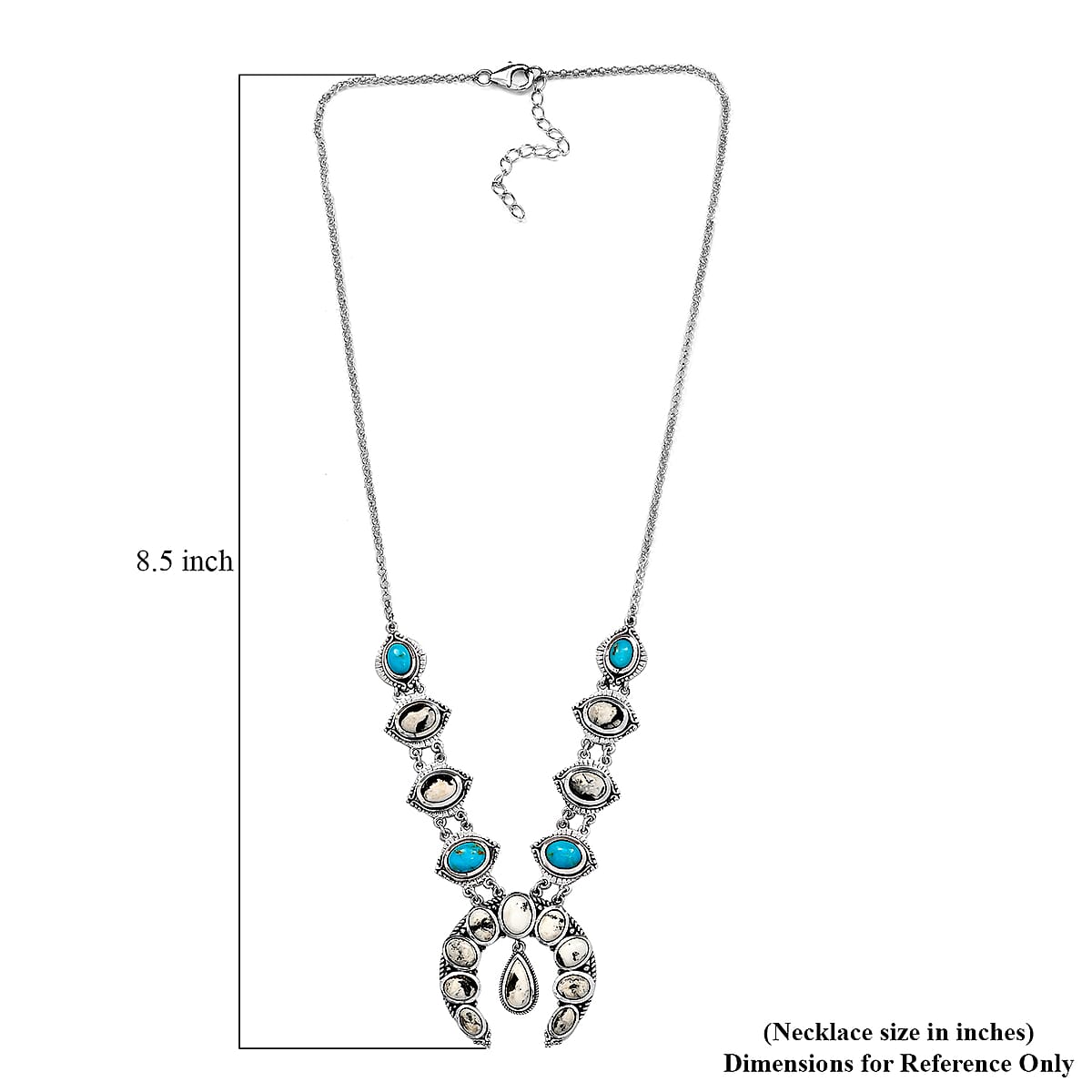 White Buffalo Necklace in Sterling Silver , South Hill Turquoise Necklace, Squash Blossom Necklace, Silver Wedding Gifts image number 5