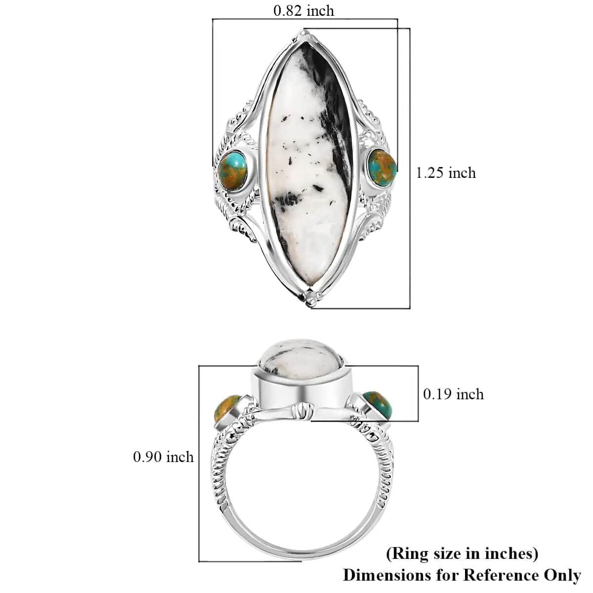 Artisan Crafted White Buffalo, Royston Turquoise 3 Stone Ring in Sterling Silver (Size 10.0) 11.00 ctw image number 6