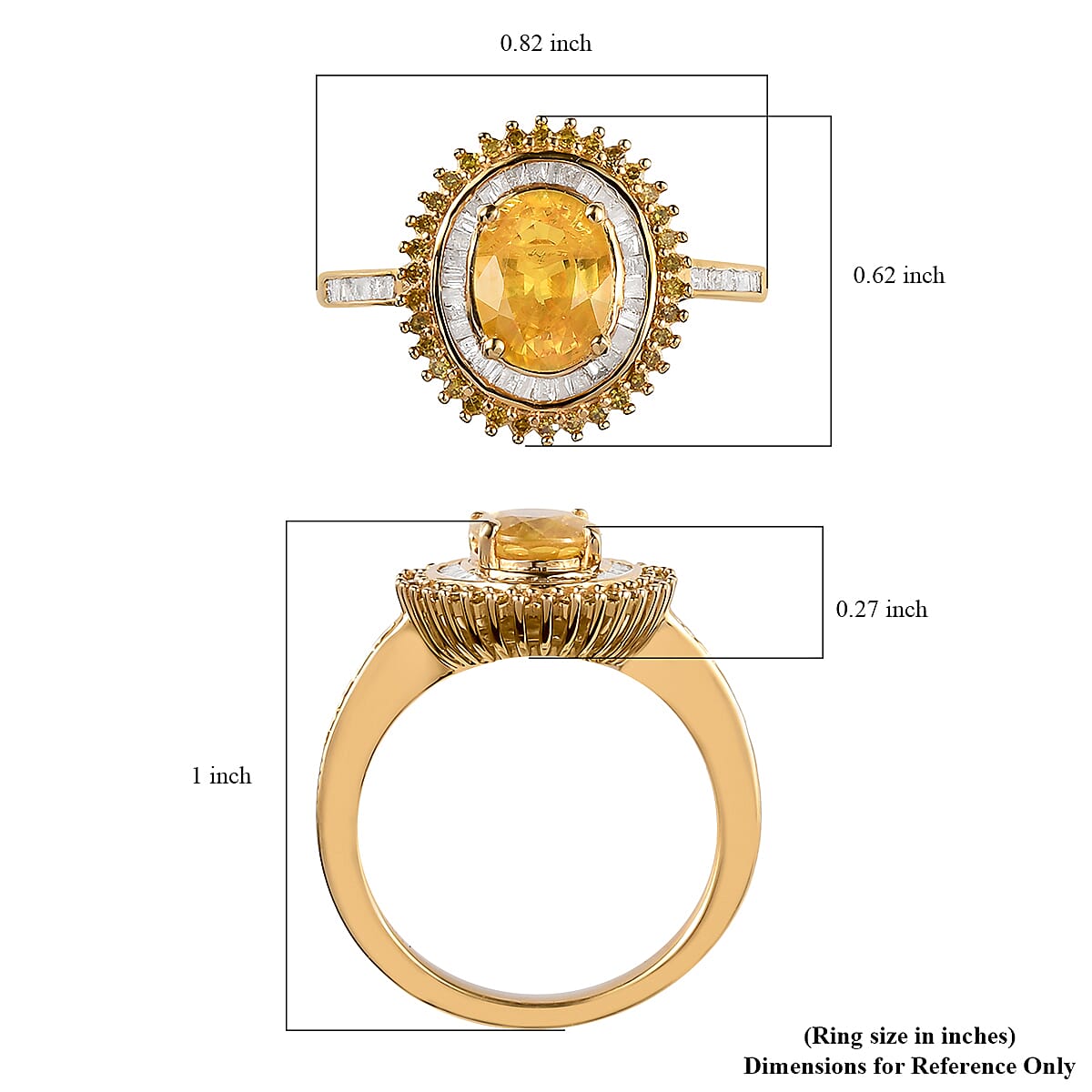 Madagascar Yellow Sapphire, Yellow and White Diamond Double Halo Ring in Vermeil Yellow Gold Over Sterling Silver (Size 10.0) 1.90 ctw