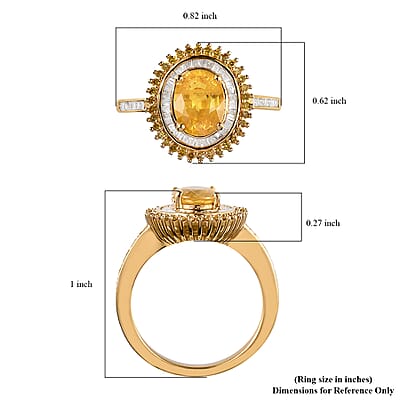 Madagascar Yellow Sapphire, Yellow and White Diamond Double Halo Ring in Vermeil Yellow Gold Over Sterling Silver (Size 10.0) 1.90 ctw