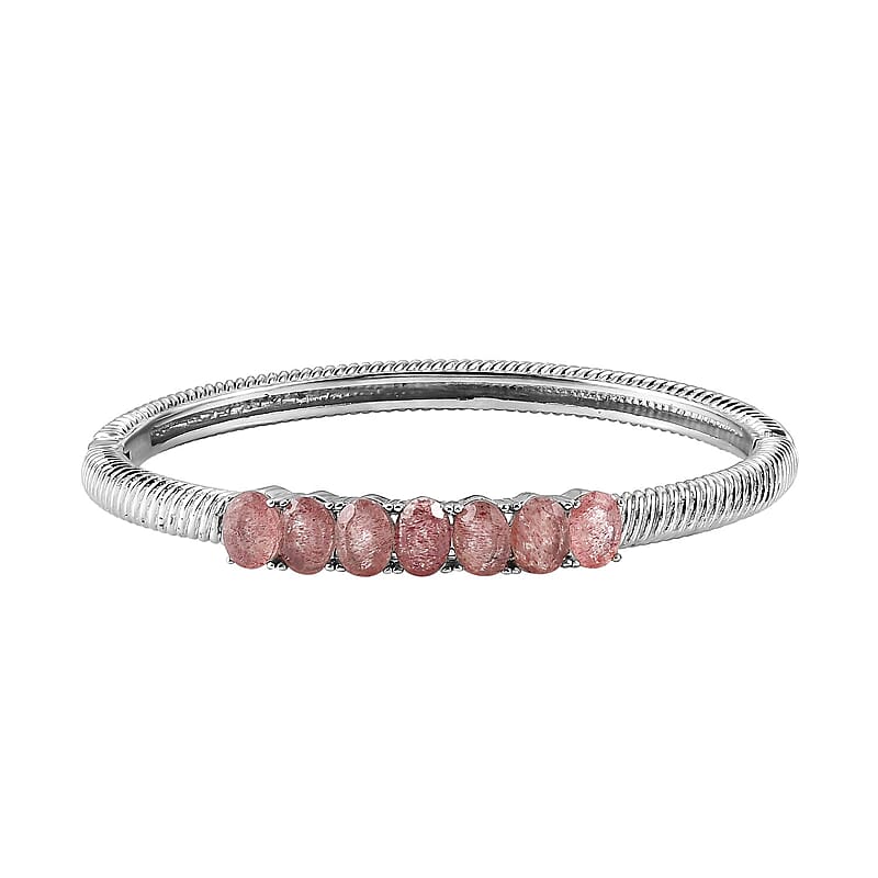 Tanzanian Natronite Bangle Bracelet in Stainless Steel (6.50 In) 5.50 ctw