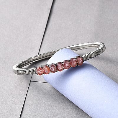 Tanzanian Natronite Bangle Bracelet in Stainless Steel (6.50 In) 5.50 ctw