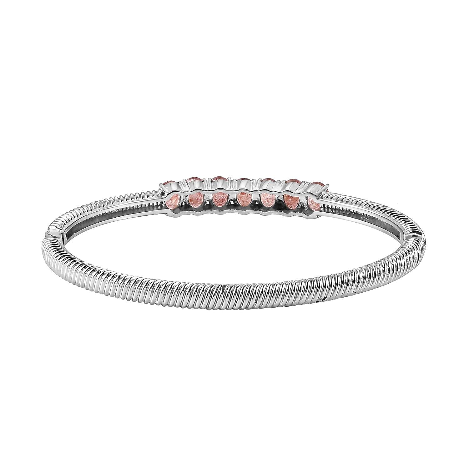 Tanzanian Natronite Bangle Bracelet in Stainless Steel (6.50 In) 5.50 ctw