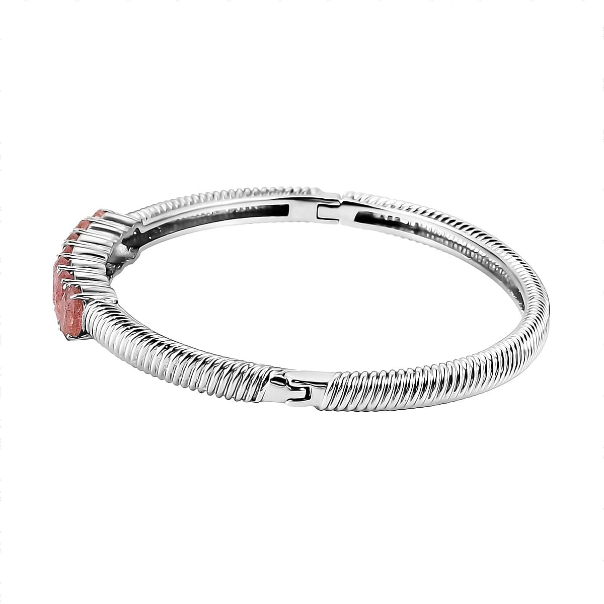 Tanzanian Natronite Bangle Bracelet in Stainless Steel (8.00 In) 5.50 ctw , Tarnish-Free, Waterproof, Sweat Proof Jewelry image number 3