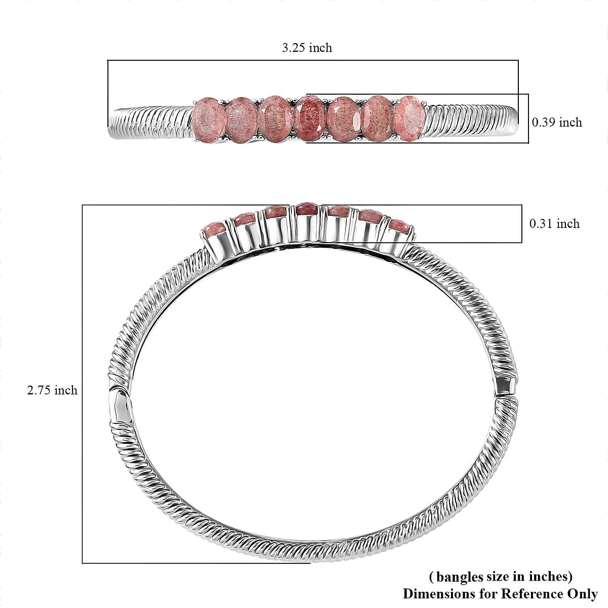 Tanzanian Natronite Bangle Bracelet in Stainless Steel (8.00 In) 5.50 ctw , Tarnish-Free, Waterproof, Sweat Proof Jewelry image number 5