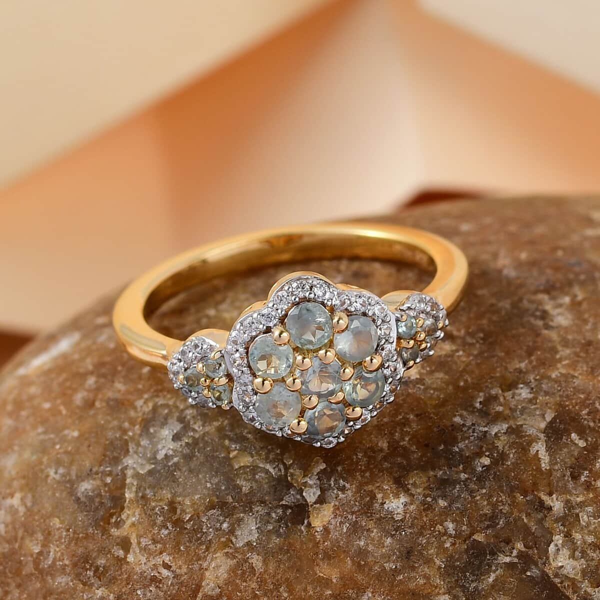 Narsipatnam Alexandrite and Natural White Zircon Ring in Vermeil Yellow Gold Over Sterling Silver (Size 7.0) 0.85 ctw image number 1