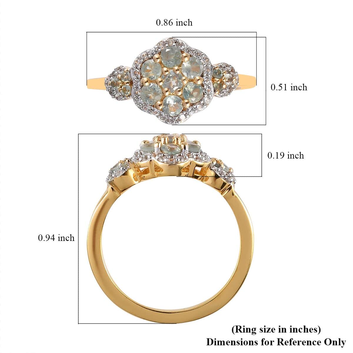 Narsipatnam Alexandrite and Natural White Zircon Ring in Vermeil Yellow Gold Over Sterling Silver (Size 7.0) 0.85 ctw image number 5