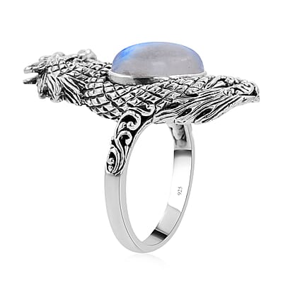 Bali Legacy Moon Glow Moonstone Dragon Ring in Sterling Silver (Size 10.0) 10.90 Grams 4.00 ctw