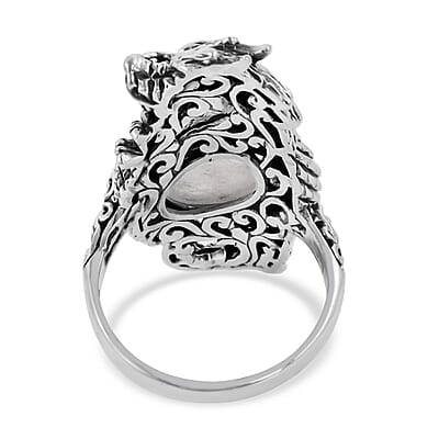 Bali Legacy Moon Glow Moonstone Dragon Ring in Sterling Silver (Size 10.0) 10.90 Grams 4.00 ctw