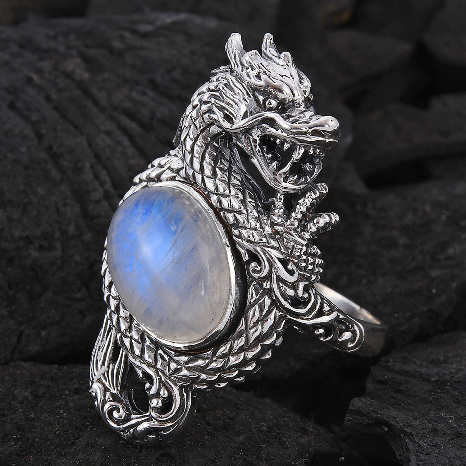 Buy Bali Legacy Moon Glow Moonstone Dragon Ring in Sterling