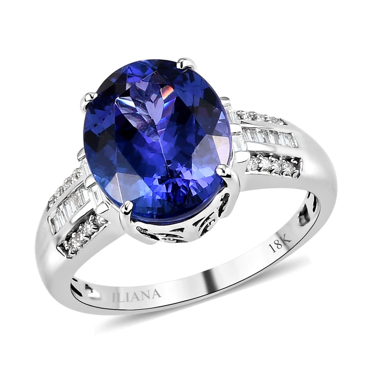 One Of A Kind ILIANA 18K White Gold AAA Tanzanite and G-H SI Diamond Ring (Size 8.0) 4.35 Grams 7.10 ctw image number 0