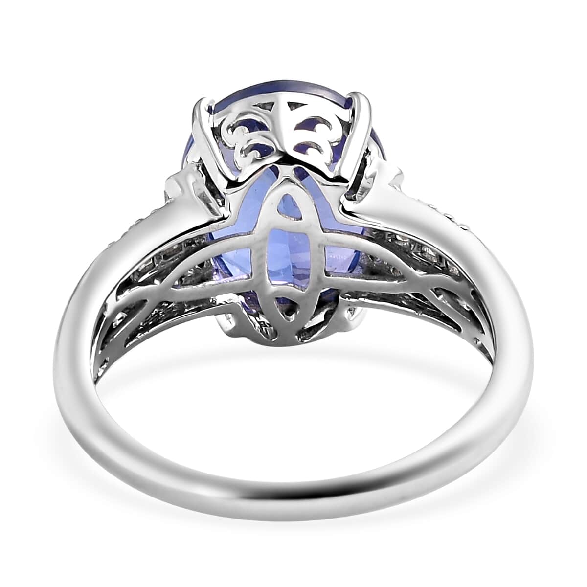 One Of A Kind ILIANA 18K White Gold AAA Tanzanite and G-H SI Diamond Ring (Size 8.0) 4.35 Grams 7.10 ctw image number 4