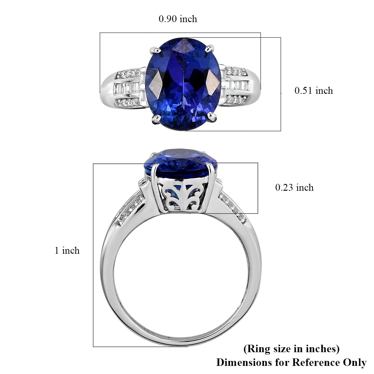 One Of A Kind ILIANA 18K White Gold AAA Tanzanite and G-H SI Diamond Ring (Size 8.0) 4.35 Grams 7.10 ctw image number 5